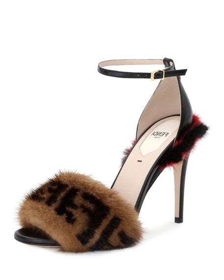 fendi ff fur sandals|FENDI Mink Fur FF Fendi Feel Sandals 37 Mogano Brown Perla .